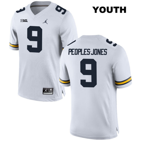 Youth NCAA Michigan Wolverines Donovan Peoples-Jones #9 White Jordan Brand Authentic Stitched Football College Jersey YD25E48JZ